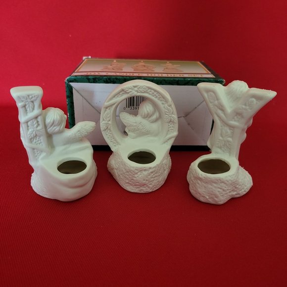 Christmas JOY Angel Candle Holder Set of 3 Jade Collection - Picture 6 of 12